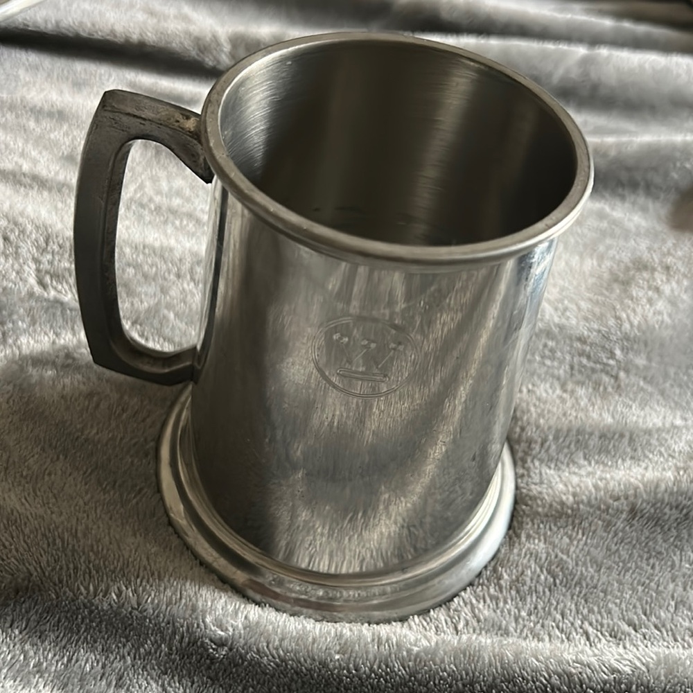 Engraved Pewter Mug with Glass Bottom